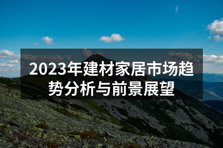 2023年建材家居市场趋势分析与前景展望